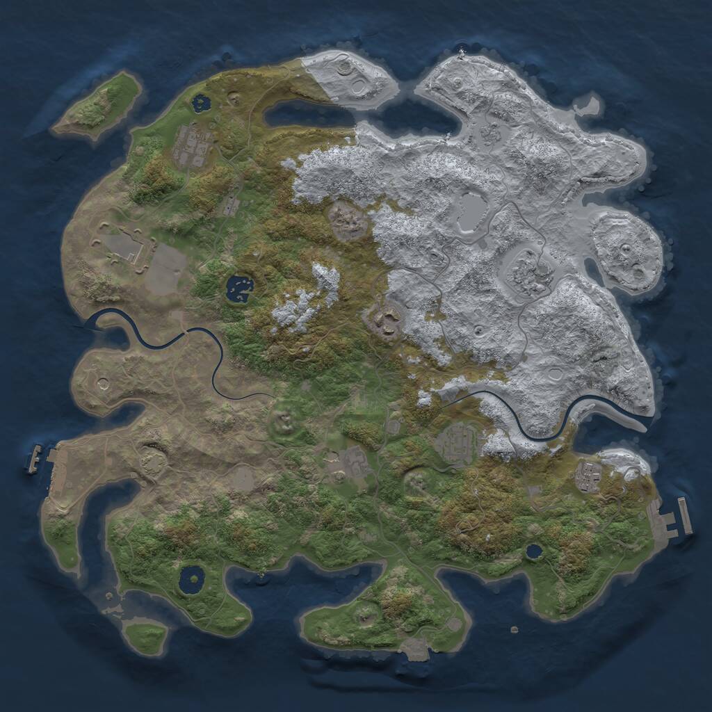 Rust Map: Procedural Map, Size: 3850, Seed: 1057603502, 14 Monuments