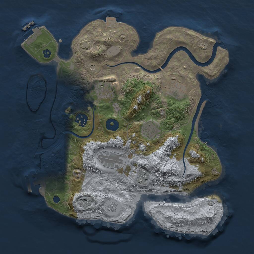 Rust Map: Procedural Map, Size: 3000, Seed: 1091838659, 12 Monuments