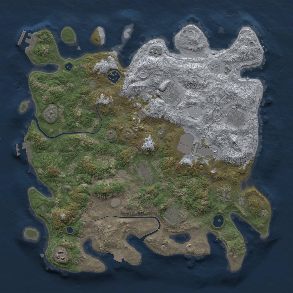 Rust Map: Procedural Map, Size: 3850, Seed: 1395321049, 15 Monuments