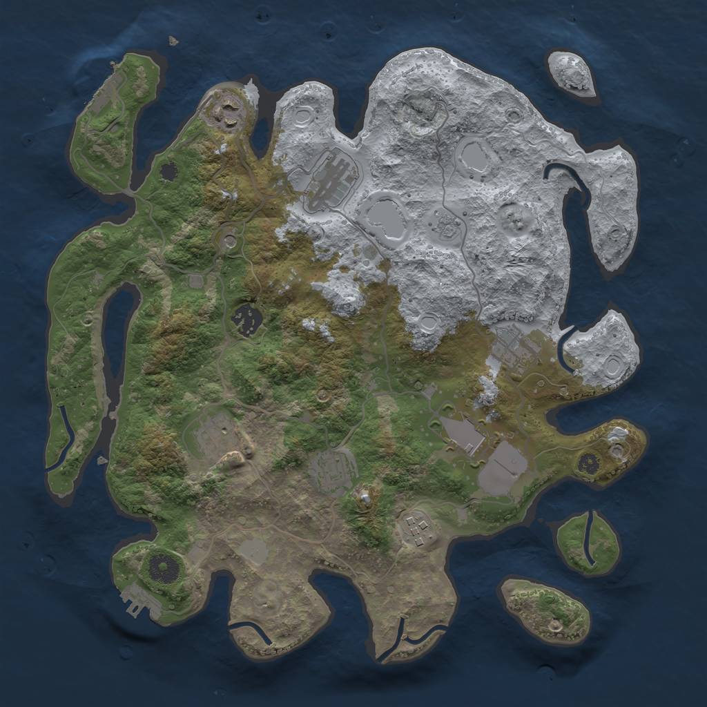Rust Map: Procedural Map, Size: 3500, Seed: 215376317, 17 Monuments