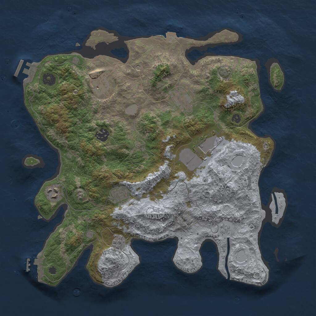 Rust Map: Procedural Map, Size: 3600, Seed: 2009555842, 13 Monuments