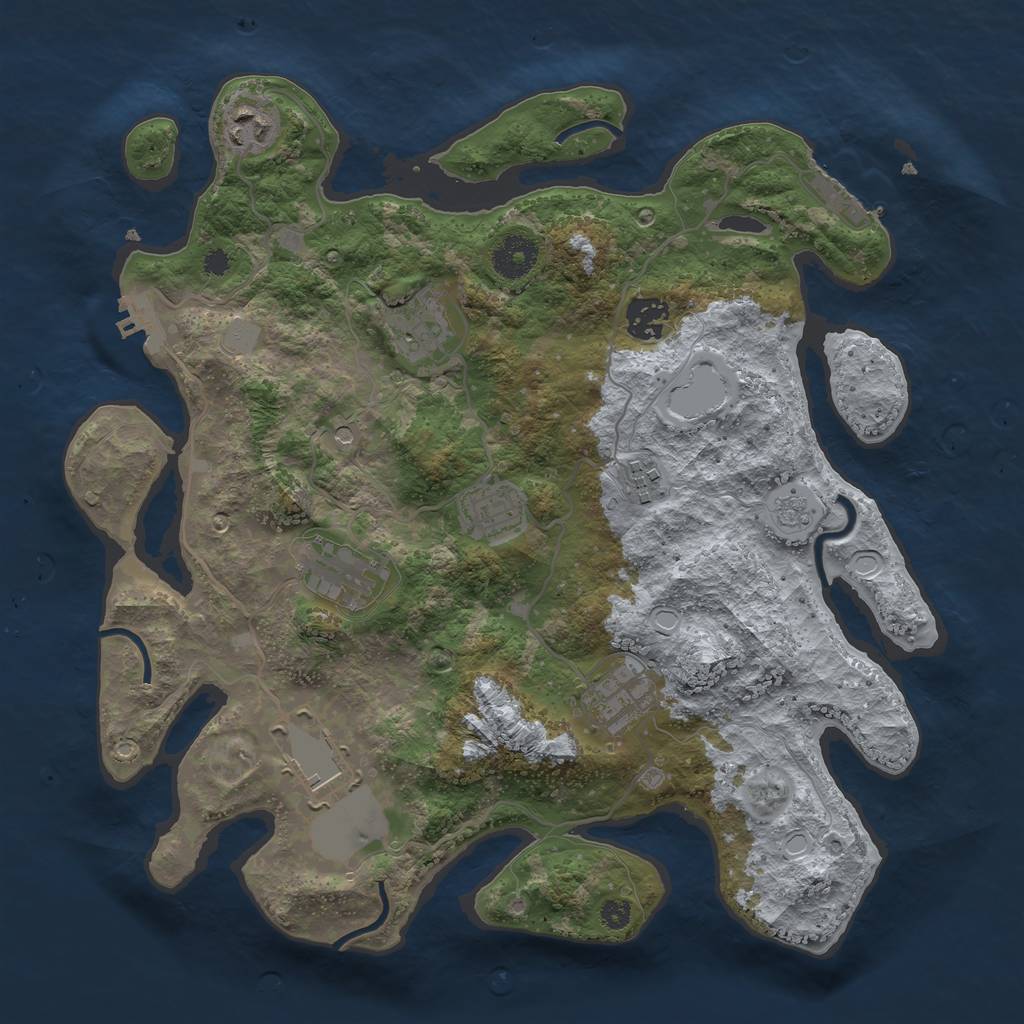 Rust Map: Procedural Map, Size: 3500, Seed: 1015631972, 17 Monuments