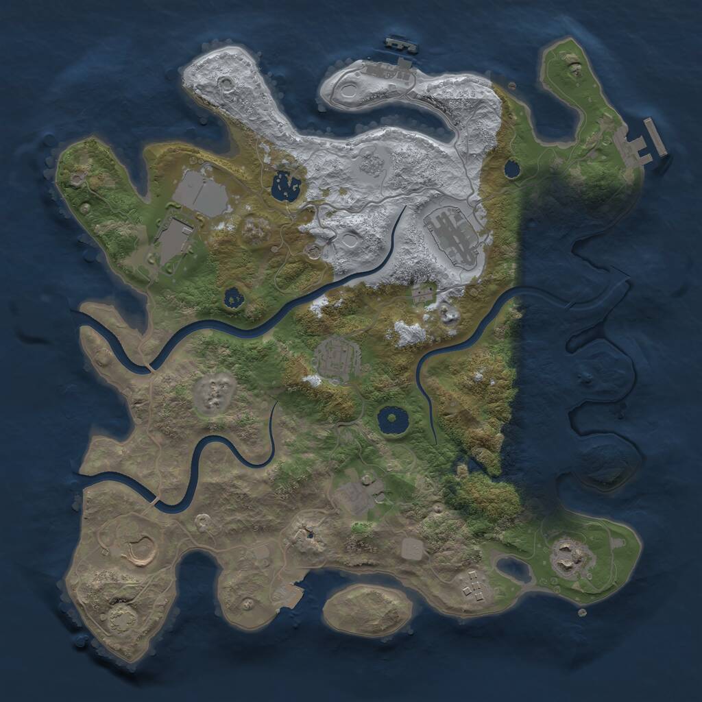 Rust Map: Procedural Map, Size: 3500, Seed: 93515, 14 Monuments