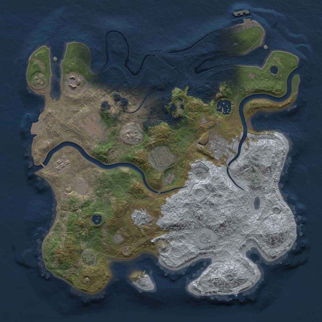 Rust Map: Procedural Map, Size: 3200, Seed: 681851208, 12 Monuments