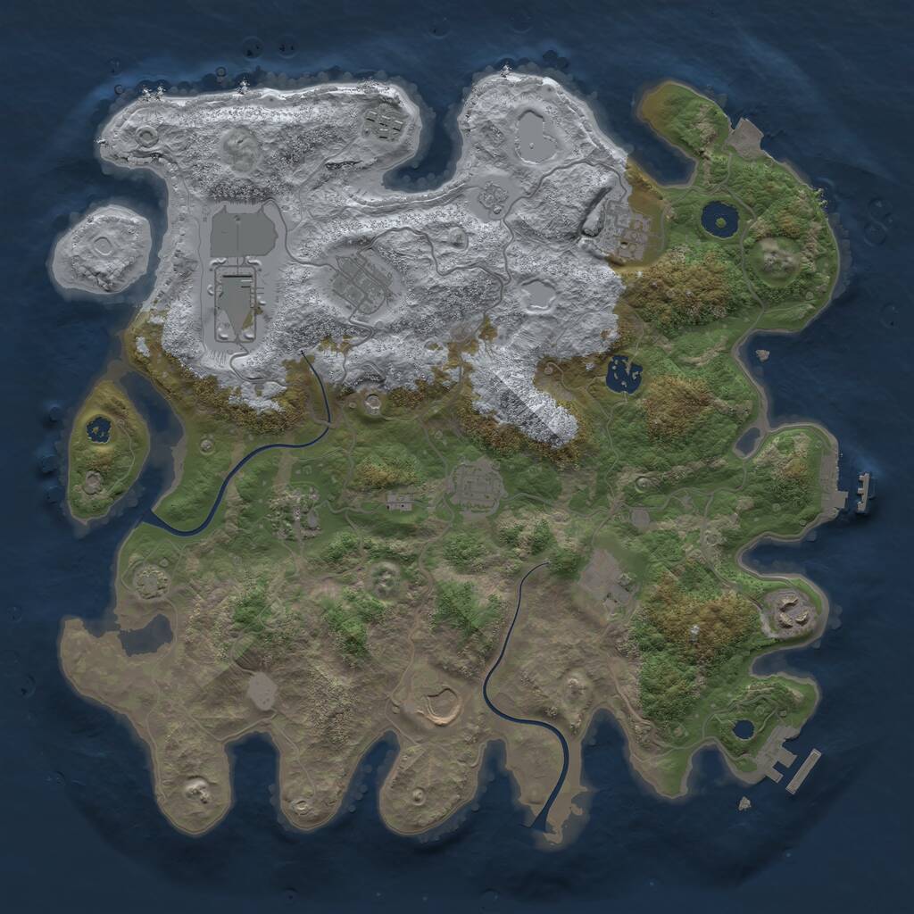 Rust Map: Procedural Map, Size: 3700, Seed: 171020446, 16 Monuments