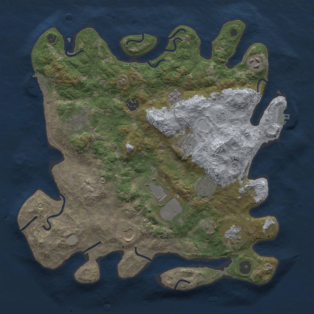 Rust Map: Procedural Map, Size: 3700, Seed: 1872299876, 18 Monuments