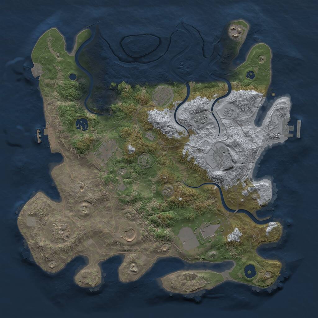 Rust Map: Procedural Map, Size: 3700, Seed: 1872299876, 15 Monuments