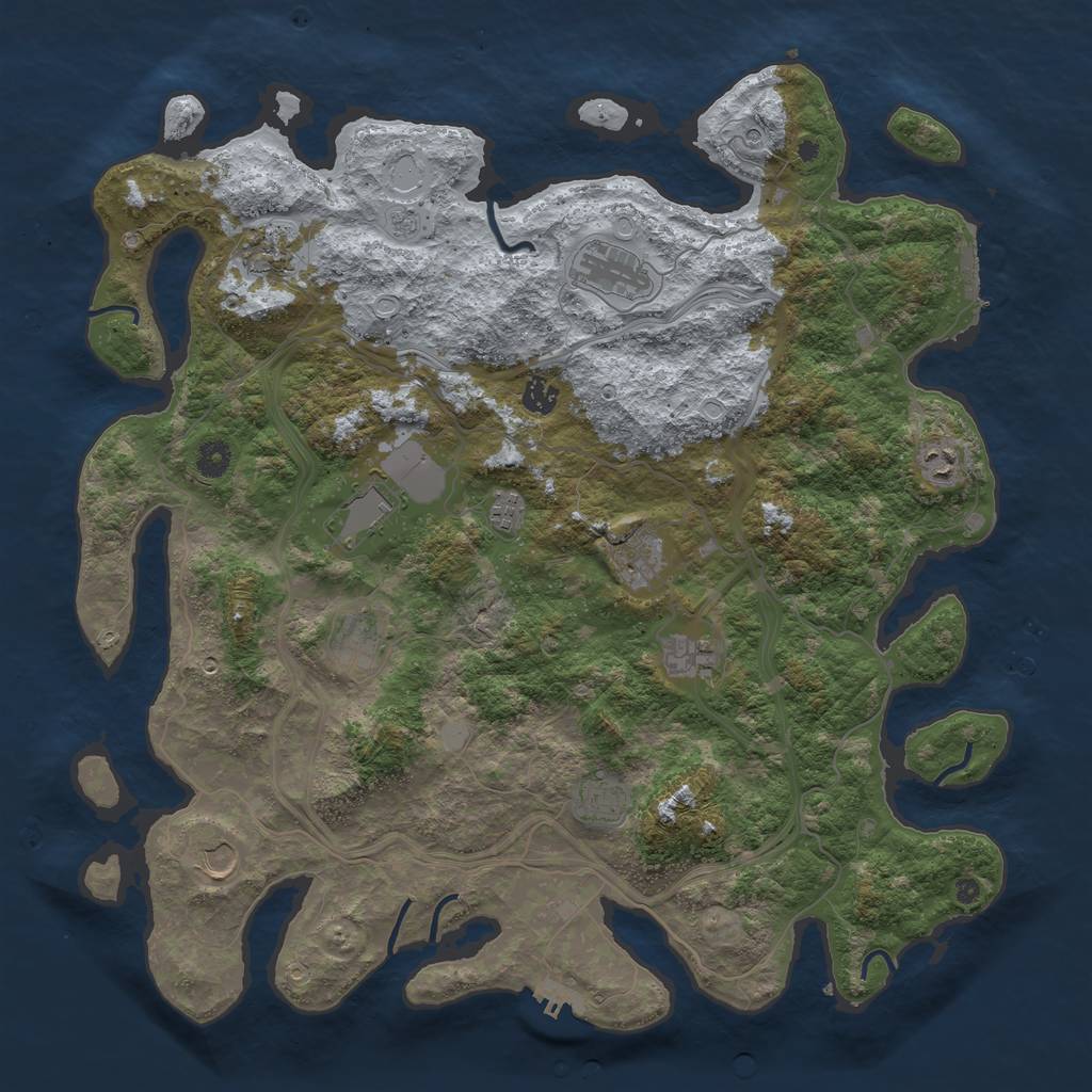 Rust Map: Procedural Map, Size: 4500, Seed: 64321263, 20 Monuments