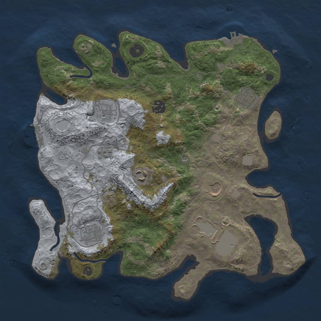 Rust Map: Procedural Map, Size: 3500, Seed: 24983, 17 Monuments