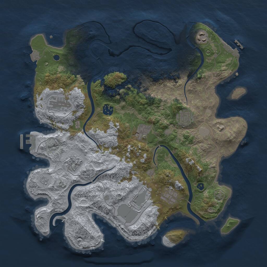 Rust Map: Procedural Map, Size: 3700, Seed: 1790066654, 15 Monuments