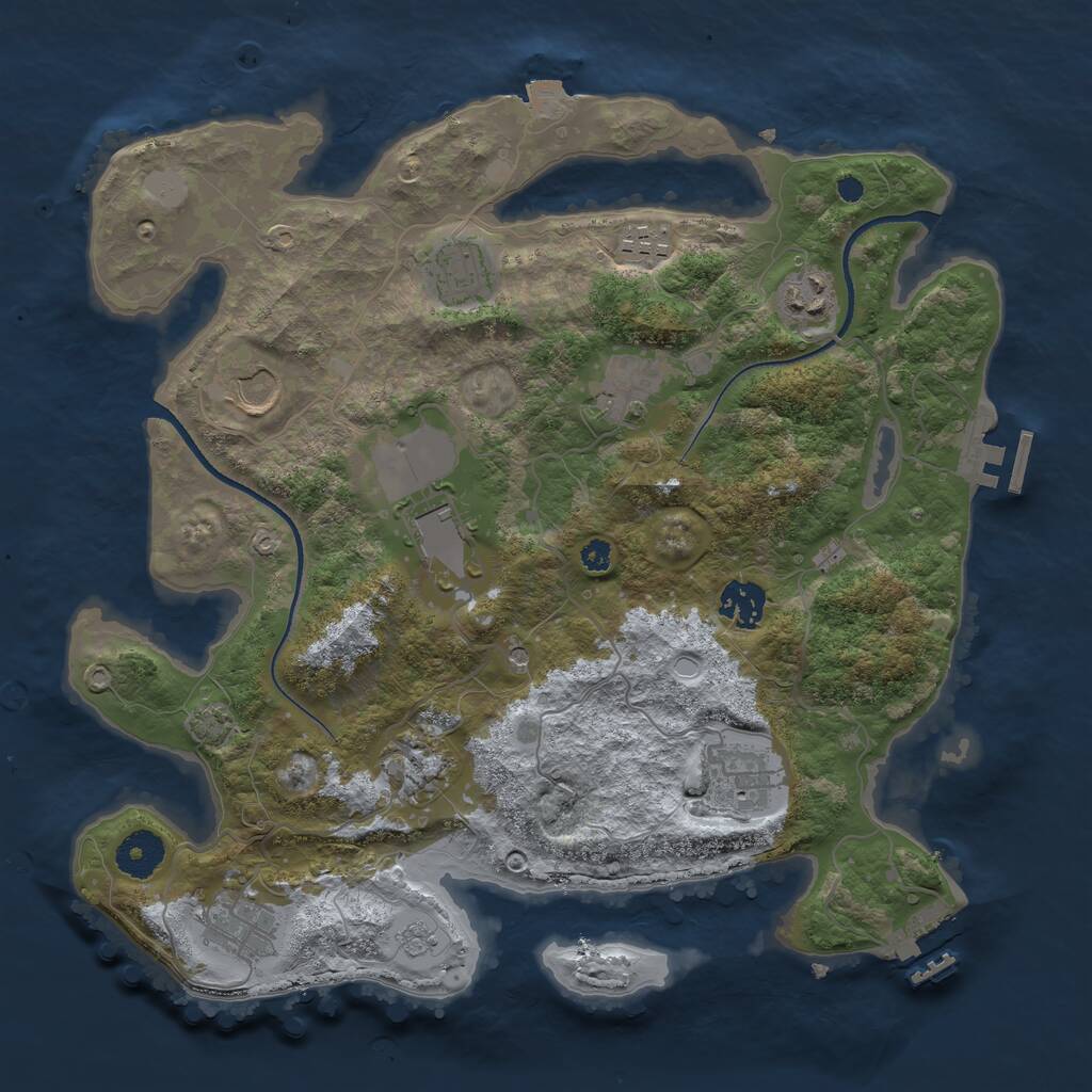 Rust Map: Procedural Map, Size: 3500, Seed: 1061379931, 16 Monuments