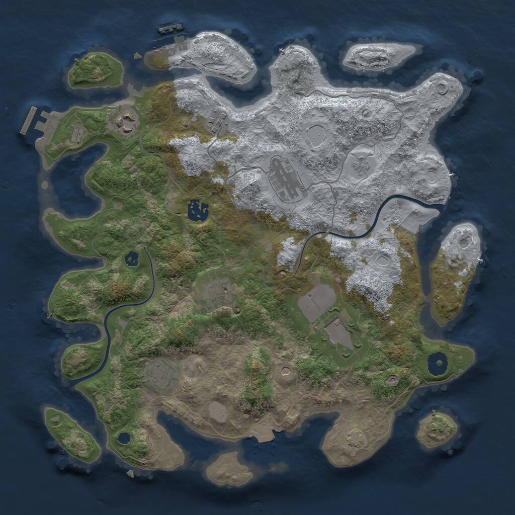 Rust Map: Procedural Map, Size: 3500, Seed: 956000605, 13 Monuments