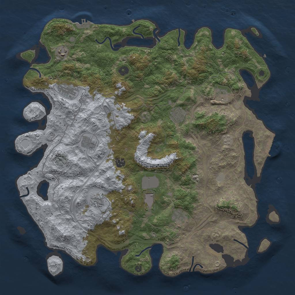 Rust Map: Procedural Map, Size: 4500, Seed: 1564534338, 19 Monuments