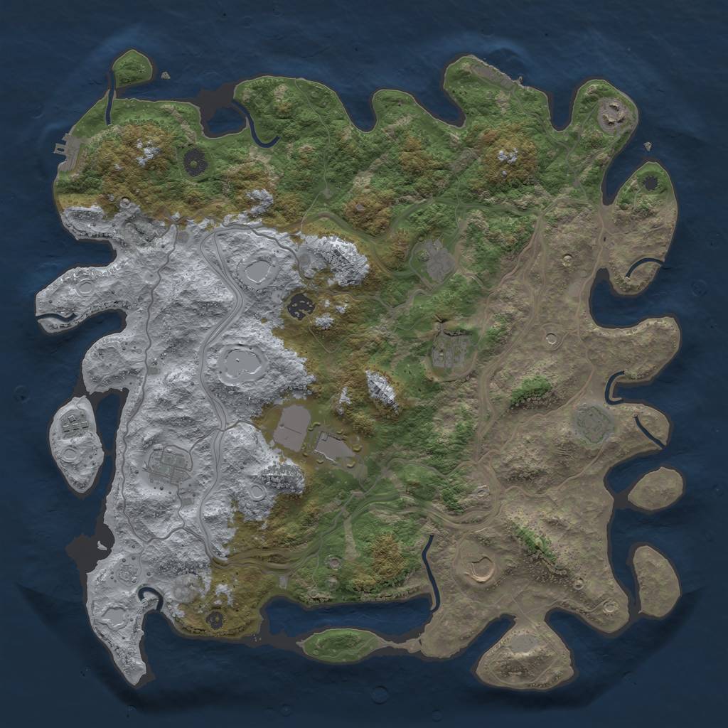 Rust Map: Procedural Map, Size: 4300, Seed: 250992, 18 Monuments
