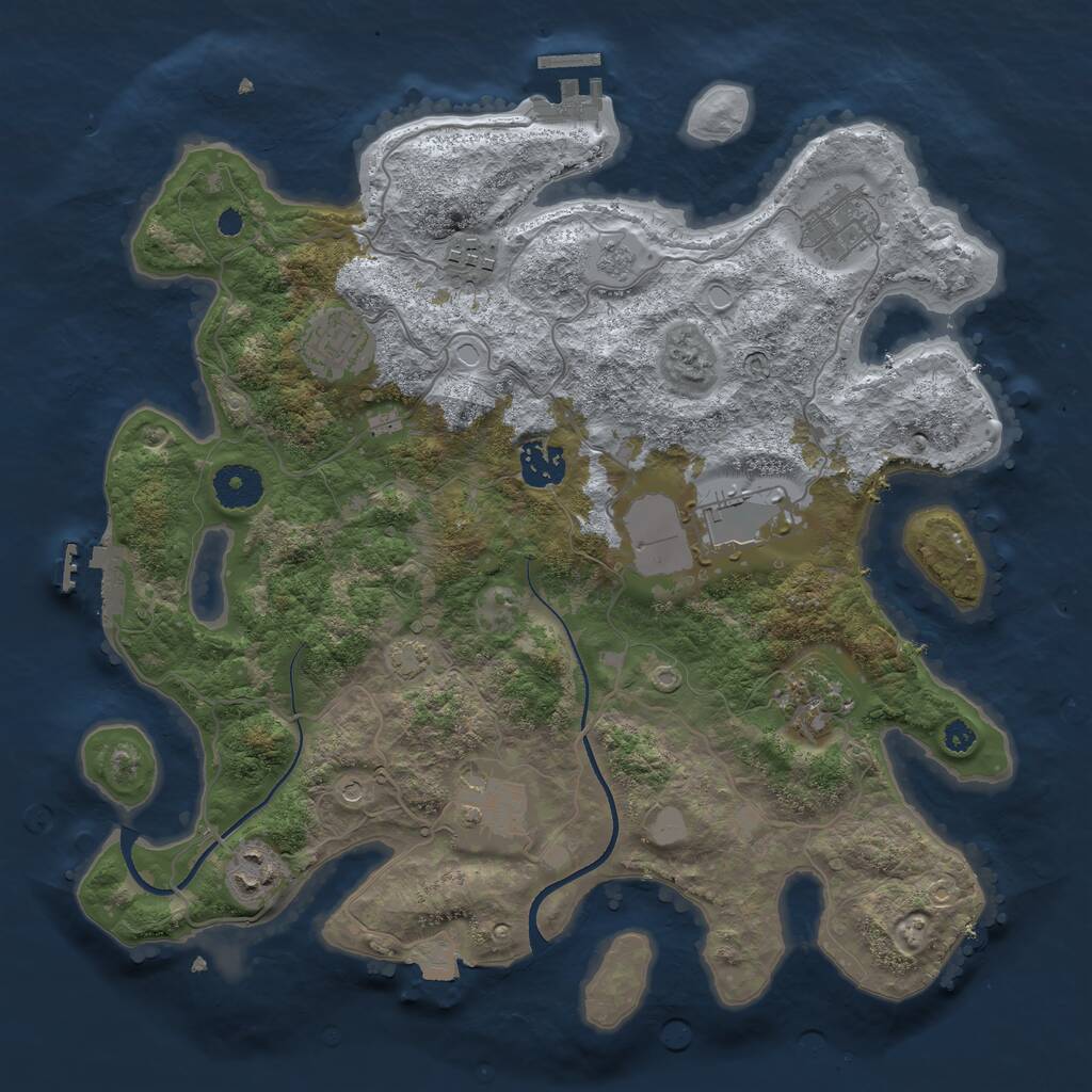 Rust Map: Procedural Map, Size: 3500, Seed: 1468980827, 14 Monuments