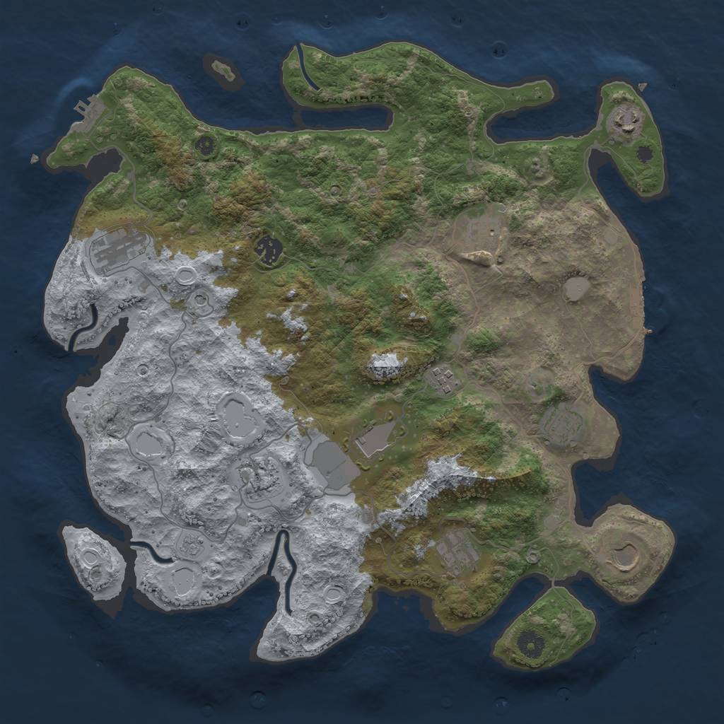 Rust Map: Procedural Map, Size: 3950, Seed: 1098987842, 19 Monuments