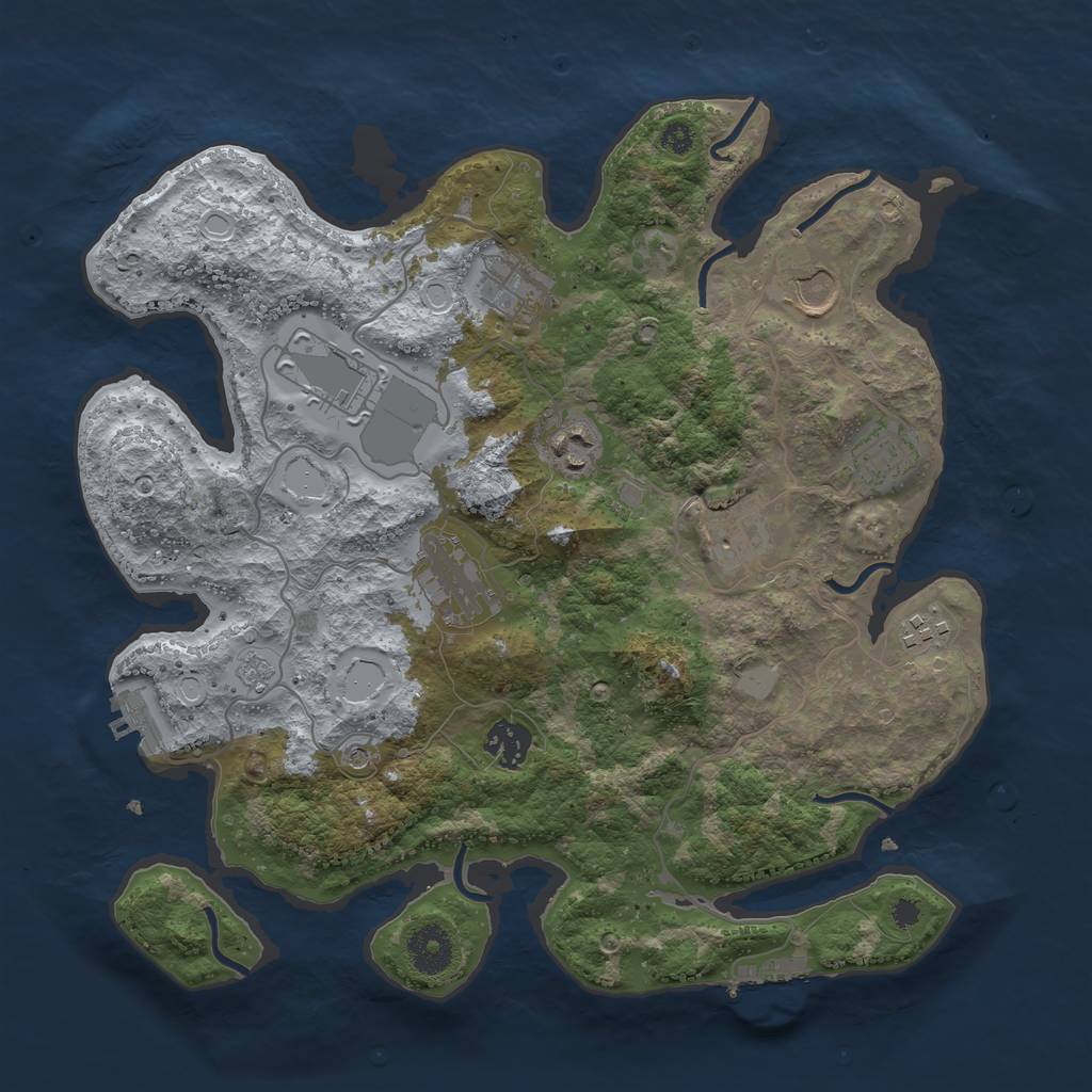 Rust Map: Procedural Map, Size: 3500, Seed: 5444, 18 Monuments