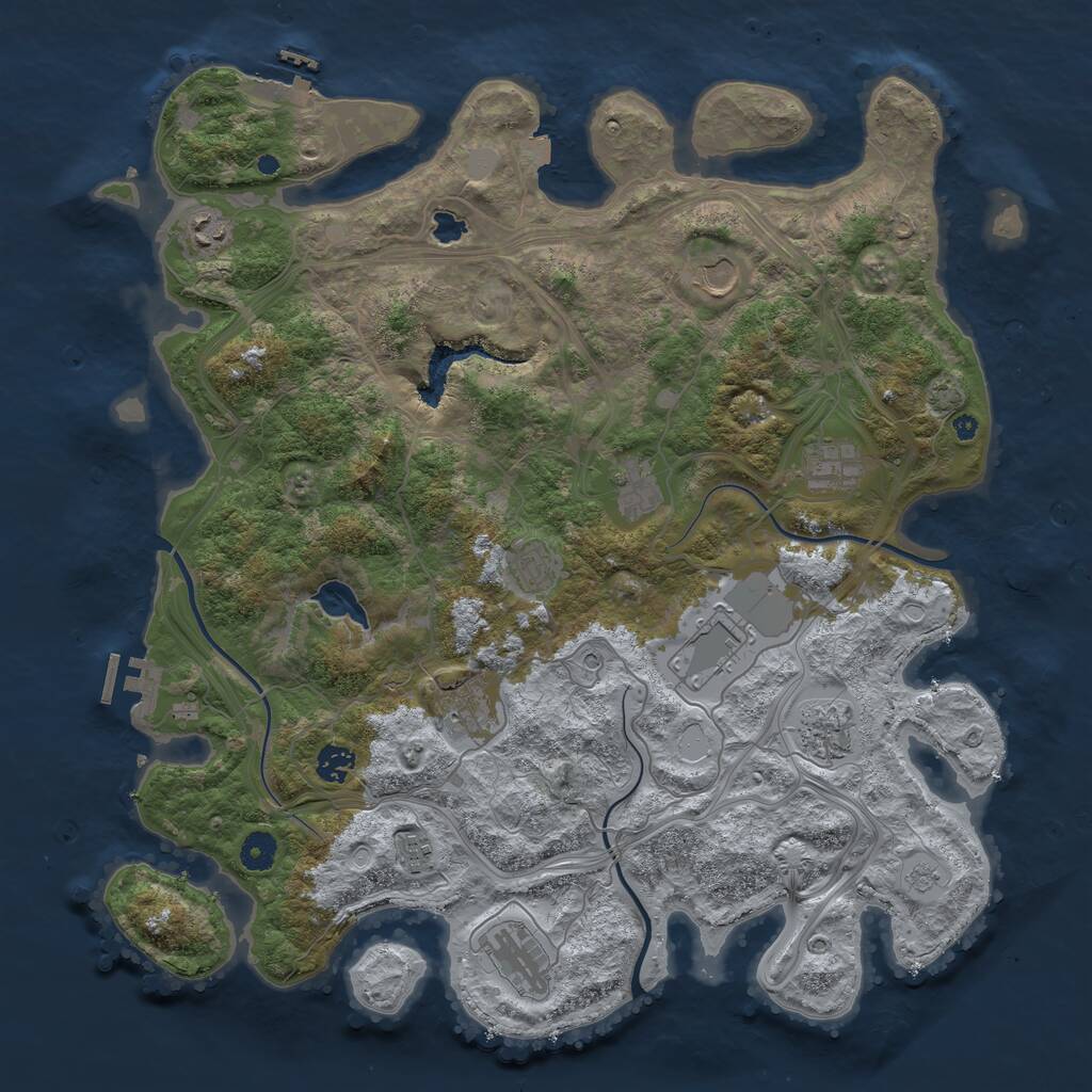 Rust Map: Procedural Map, Size: 4300, Seed: 4852654, 17 Monuments