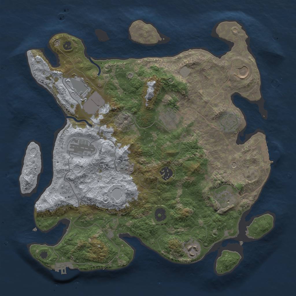 Rust Map: Procedural Map, Size: 3500, Seed: 30101980, 18 Monuments