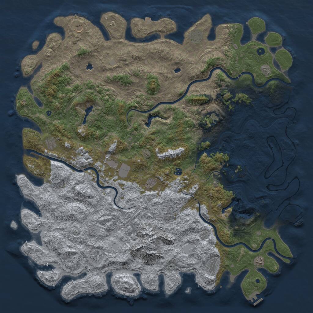 Rust Map: Procedural Map, Size: 6000, Seed: 2116677654, 17 Monuments