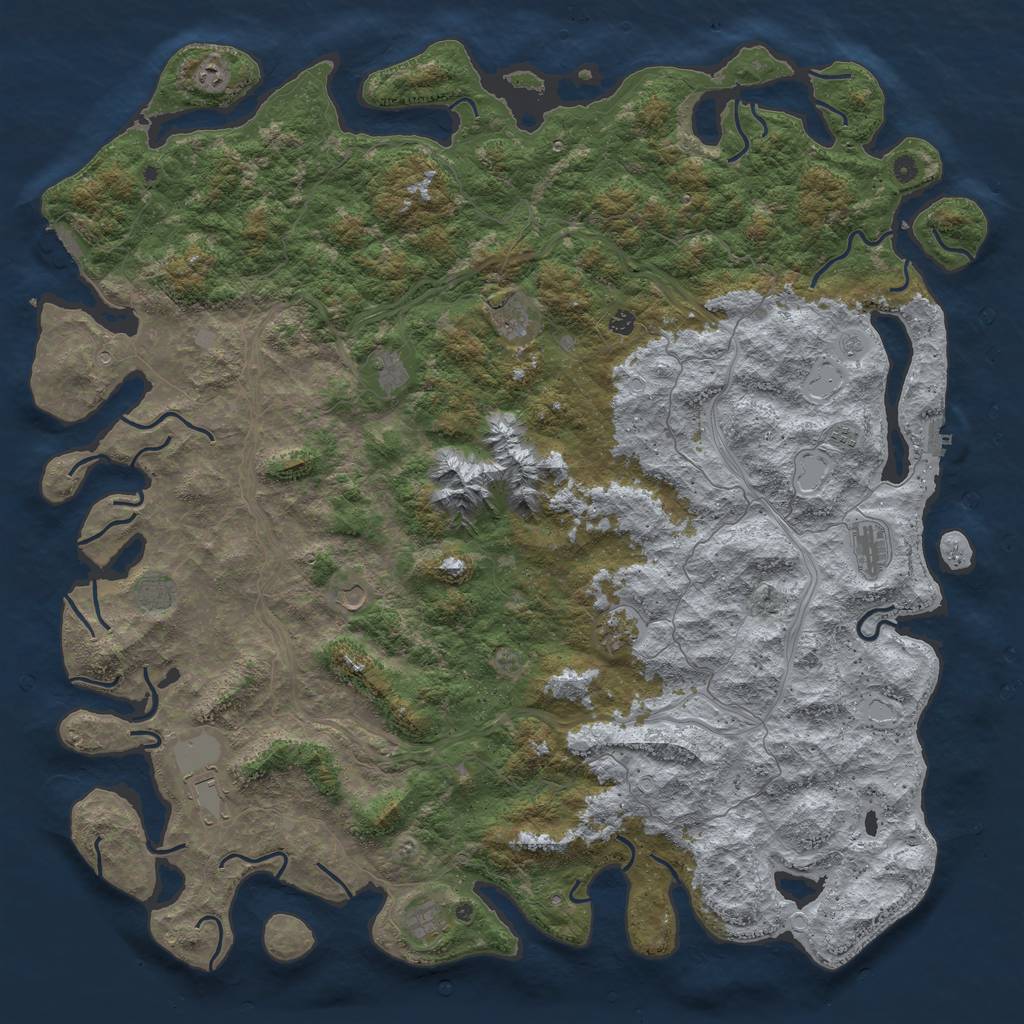 Rust Map: Procedural Map, Size: 6000, Seed: 37549764, 20 Monuments