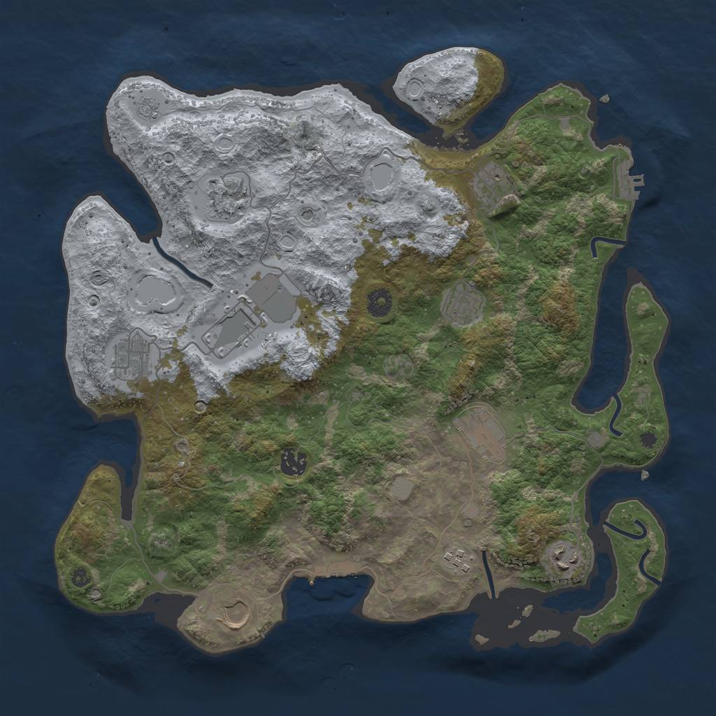 Rust Map: Procedural Map, Size: 3850, Seed: 1398036026, 17 Monuments