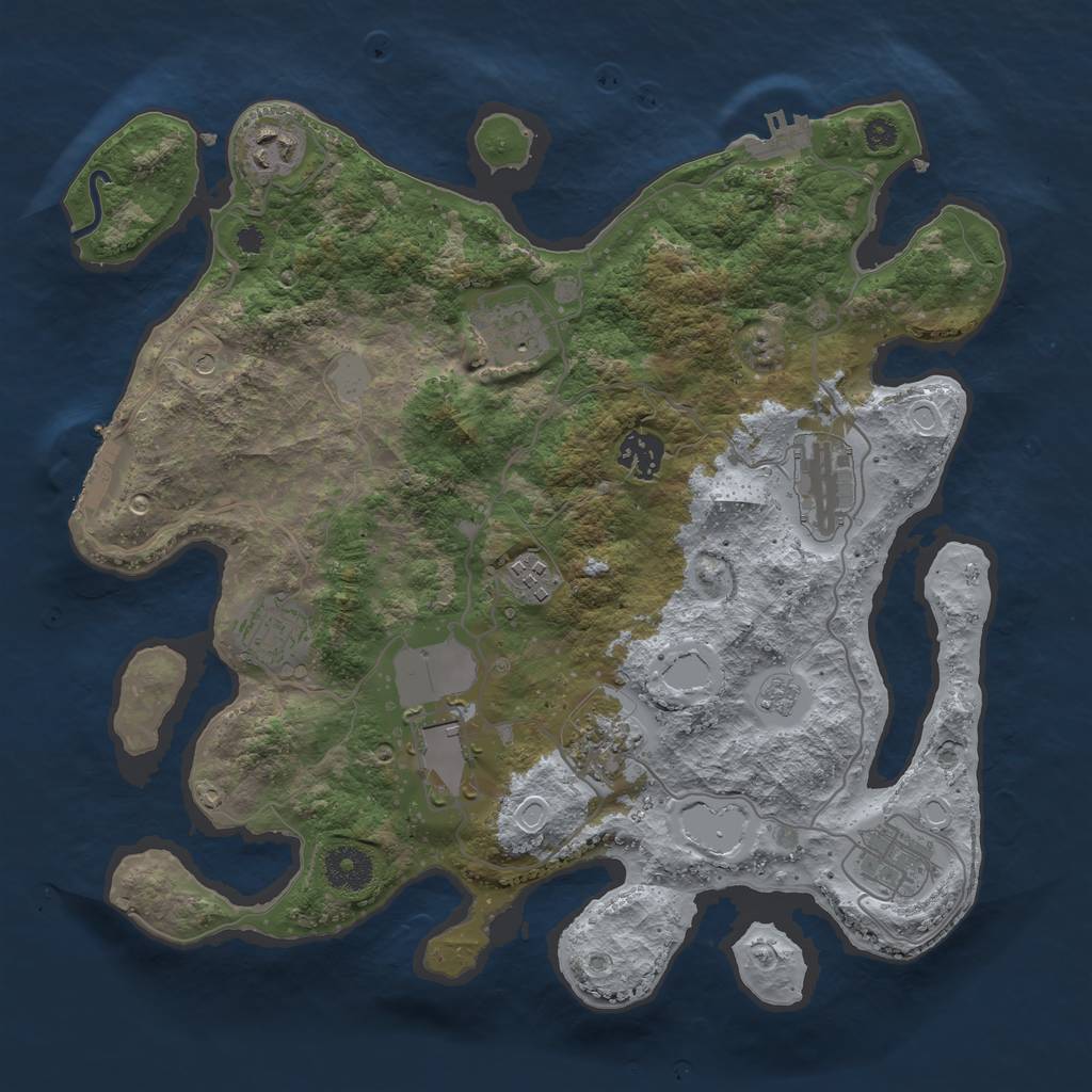 Rust Map: Procedural Map, Size: 3500, Seed: 1990027383, 18 Monuments