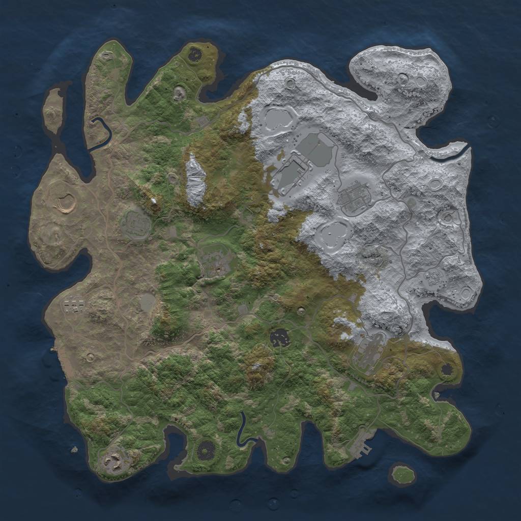 Rust Map: Procedural Map, Size: 4000, Seed: 670593, 18 Monuments