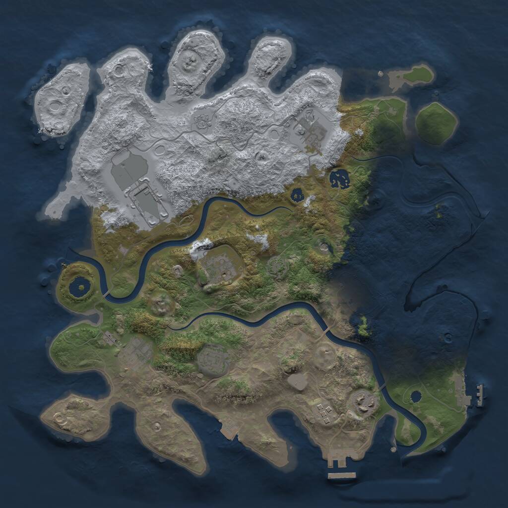 Rust Map: Procedural Map, Size: 3700, Seed: 1990351899, 15 Monuments