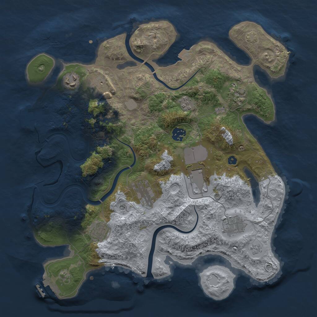 Rust Map: Procedural Map, Size: 3500, Seed: 516187, 15 Monuments