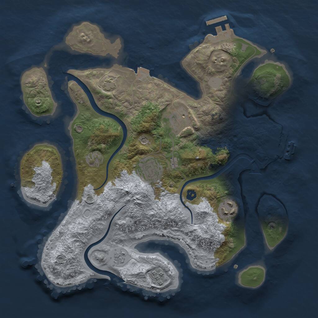 Rust Map: Procedural Map, Size: 3000, Seed: 32195, 10 Monuments