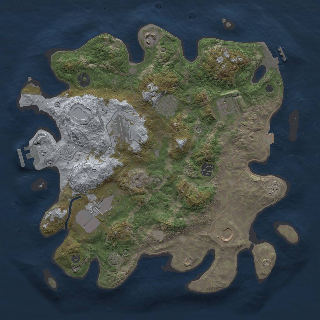 Rust Map: Procedural Map, Size: 3500, Seed: 267298, 14 Monuments