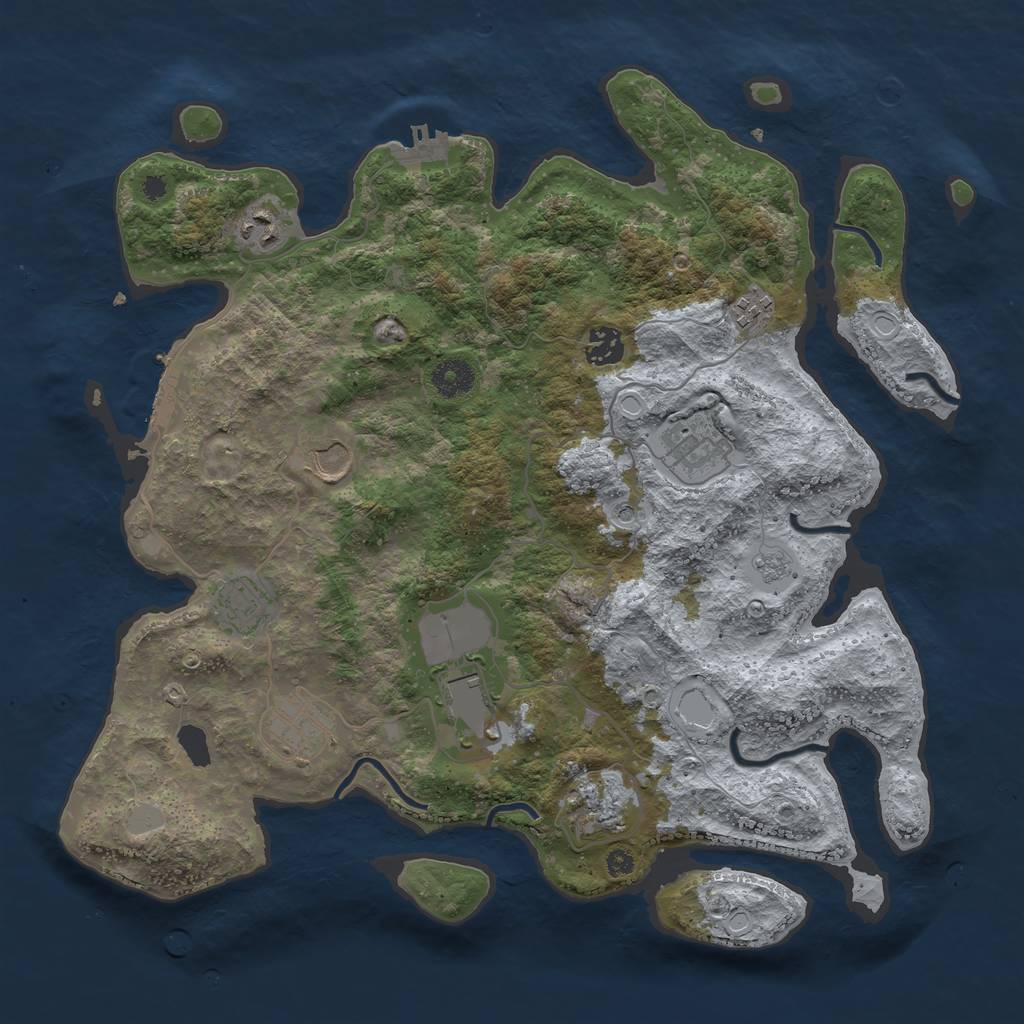 Rust Map: Procedural Map, Size: 3800, Seed: 193524, 18 Monuments