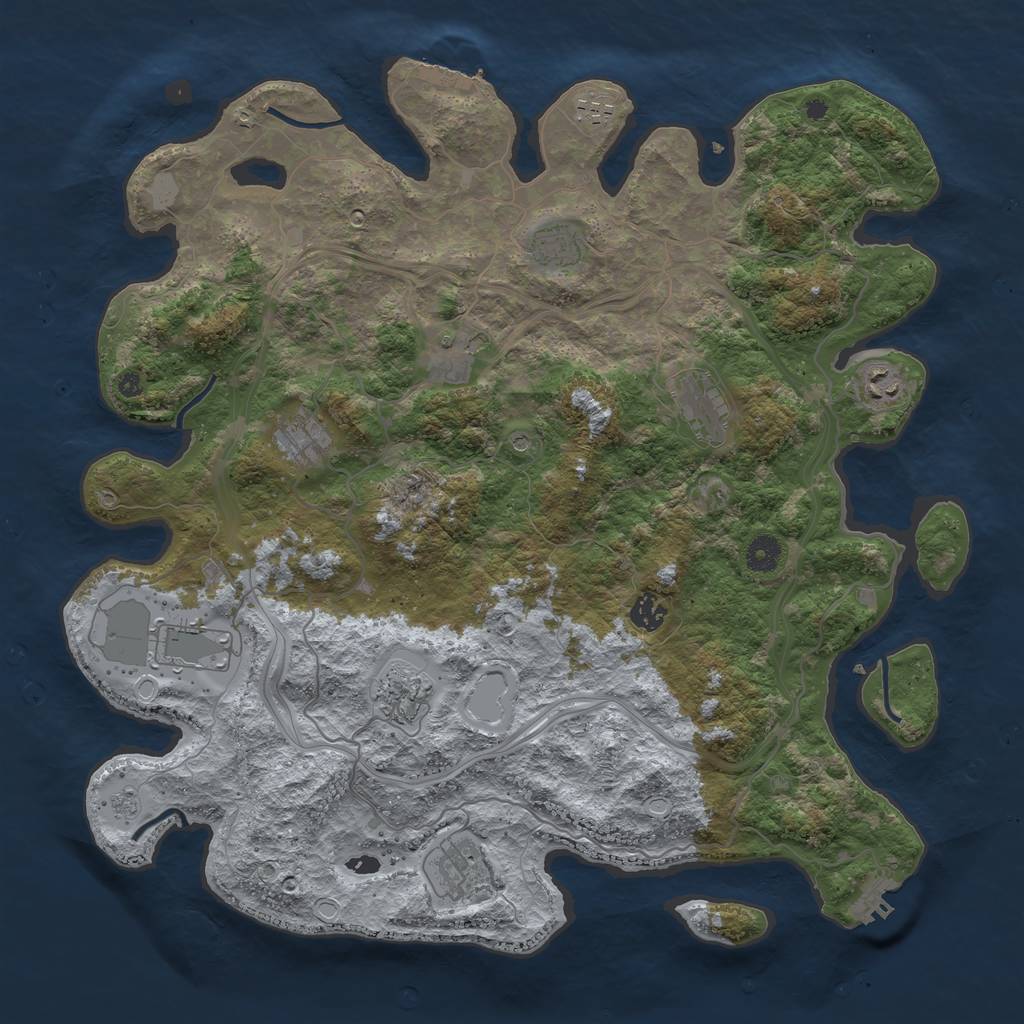 Rust Map: Procedural Map, Size: 4250, Seed: 1689195310, 19 Monuments