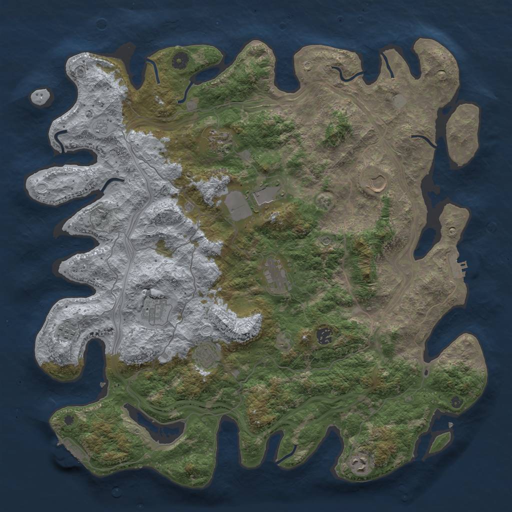 Rust Map: Procedural Map, Size: 4500, Seed: 1164, 18 Monuments