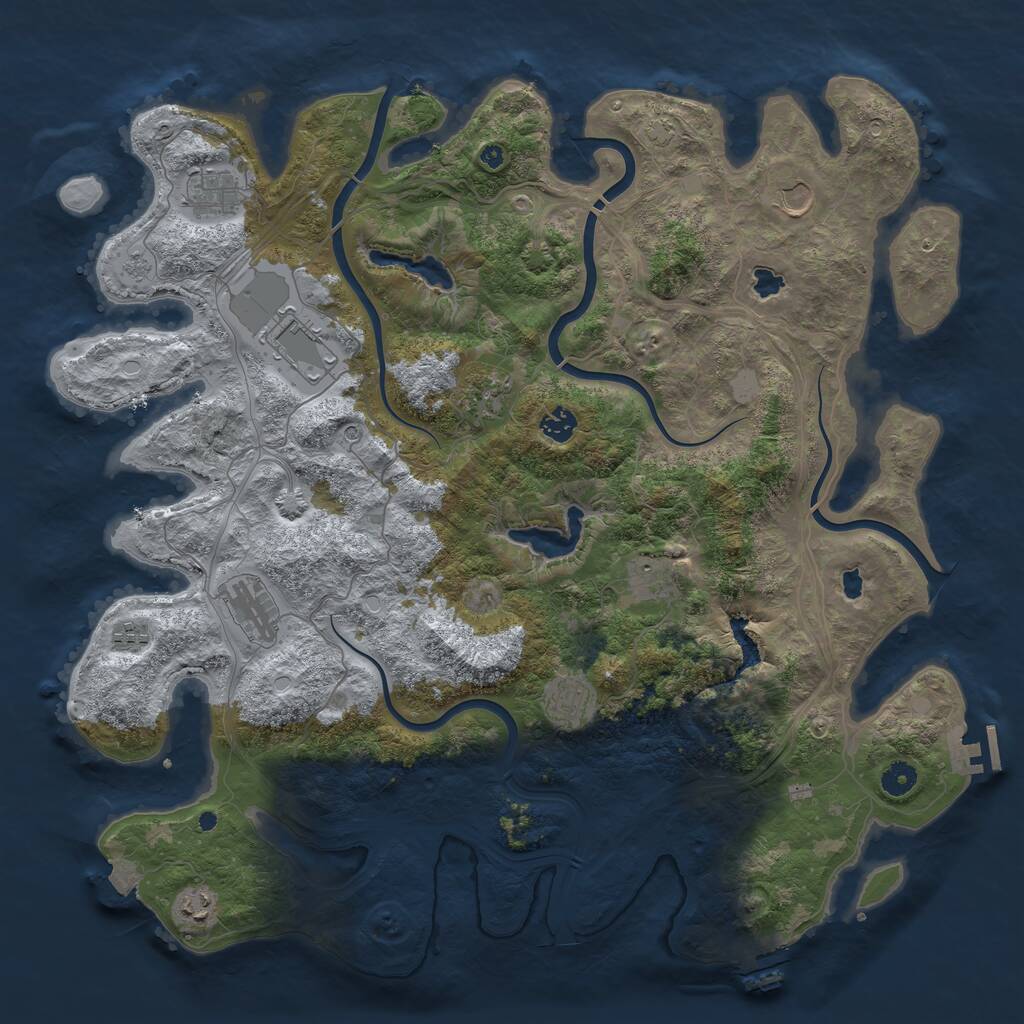 Rust Map: Procedural Map, Size: 4500, Seed: 1164, 16 Monuments