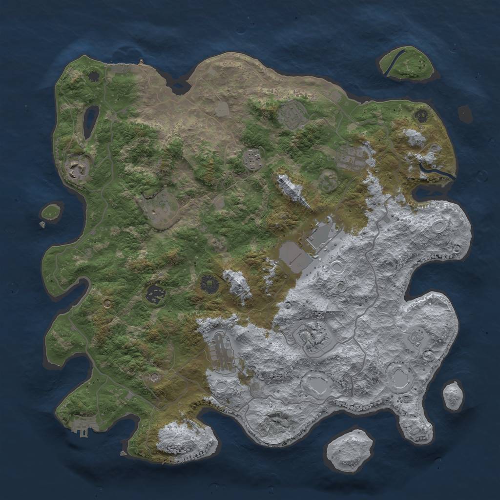 Rust Map: Procedural Map, Size: 4000, Seed: 560872718, 18 Monuments