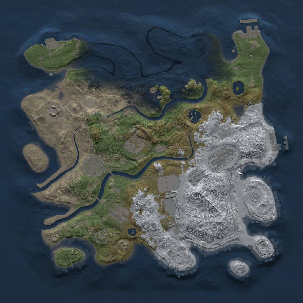 Rust Map: Procedural Map, Size: 3500, Seed: 1135045227, 14 Monuments