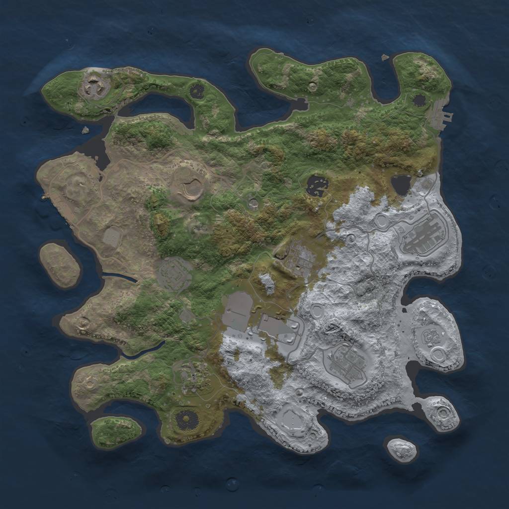 Rust Map: Procedural Map, Size: 3500, Seed: 1135045227, 16 Monuments
