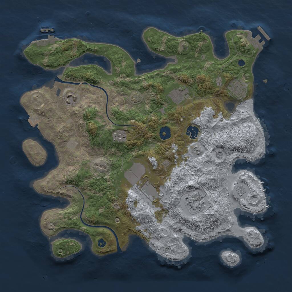 Rust Map: Procedural Map, Size: 3500, Seed: 1135045227, 13 Monuments