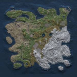 Thumbnail Rust Map: Procedural Map, Size: 3500, Seed: 1135045227, 13 Monuments