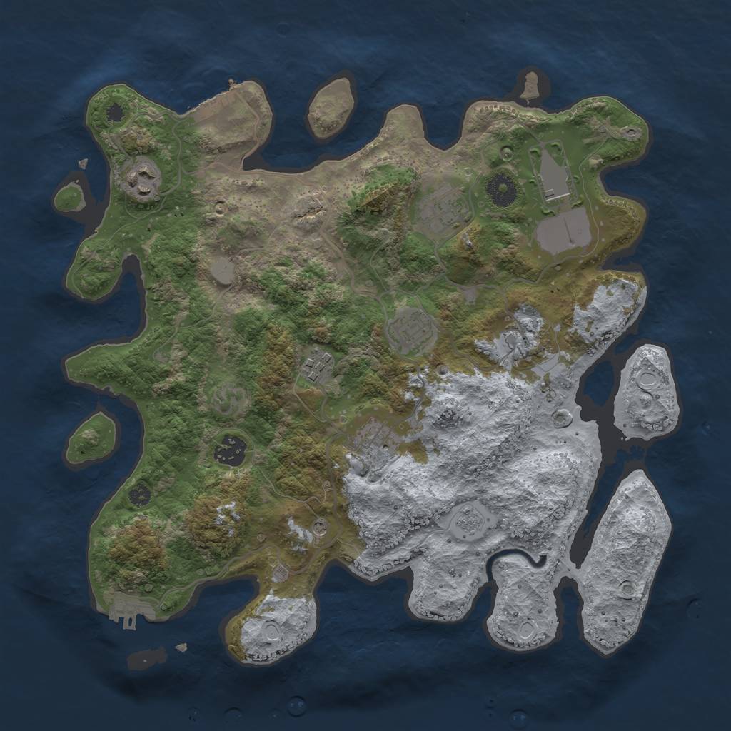 Rust Map: Procedural Map, Size: 3500, Seed: 2023635, 17 Monuments