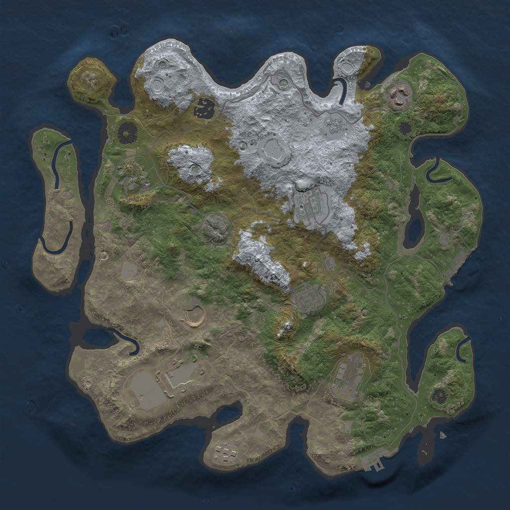 Rust Map: Procedural Map, Size: 3600, Seed: 2044, 18 Monuments
