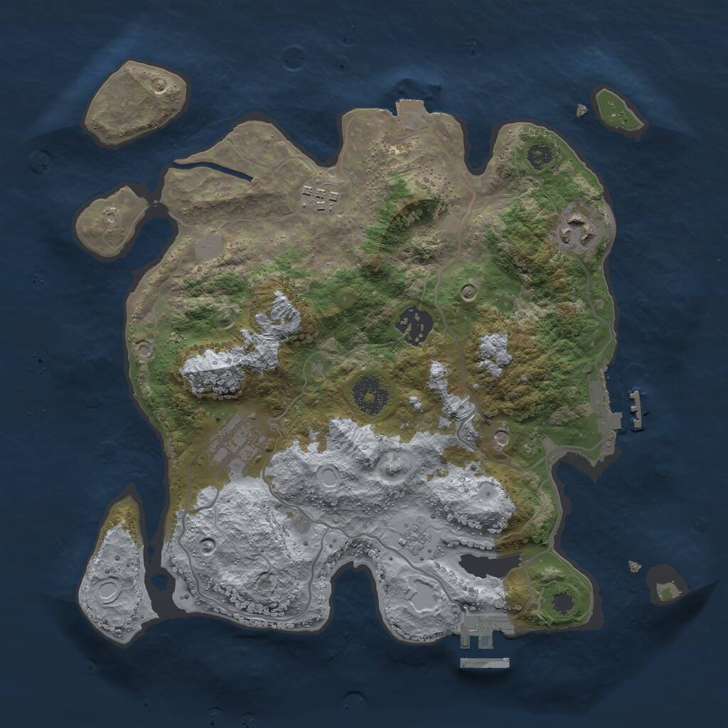 Rust Map: Procedural Map, Size: 3000, Seed: 24297, 9 Monuments