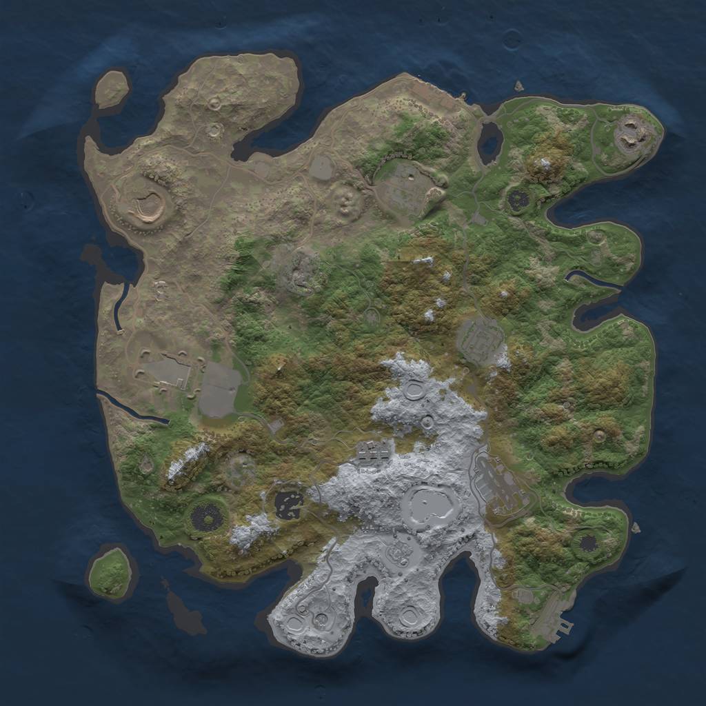 Rust Map: Procedural Map, Size: 3500, Seed: 582635923, 17 Monuments