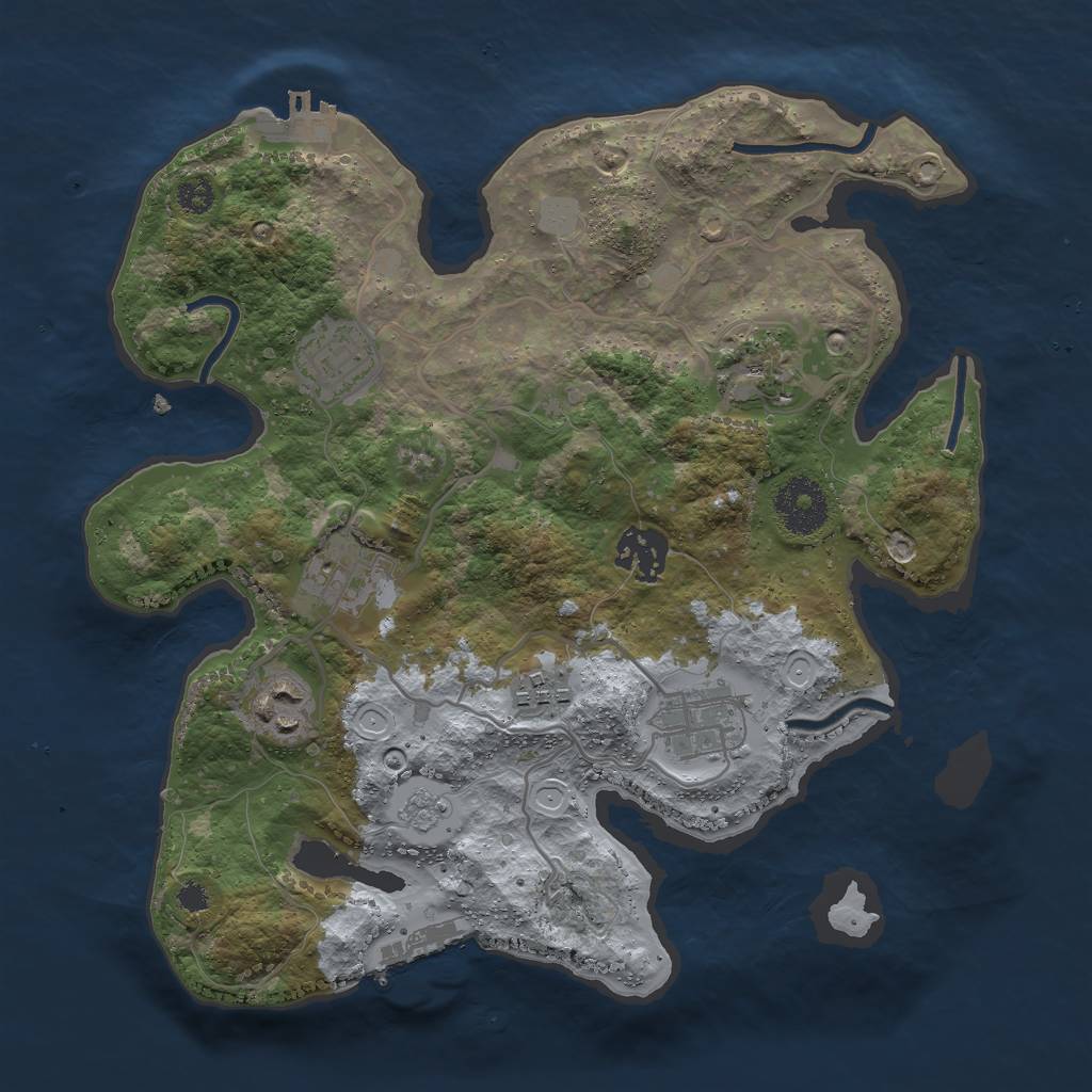 Rust Map: Procedural Map, Size: 3000, Seed: 527343, 15 Monuments