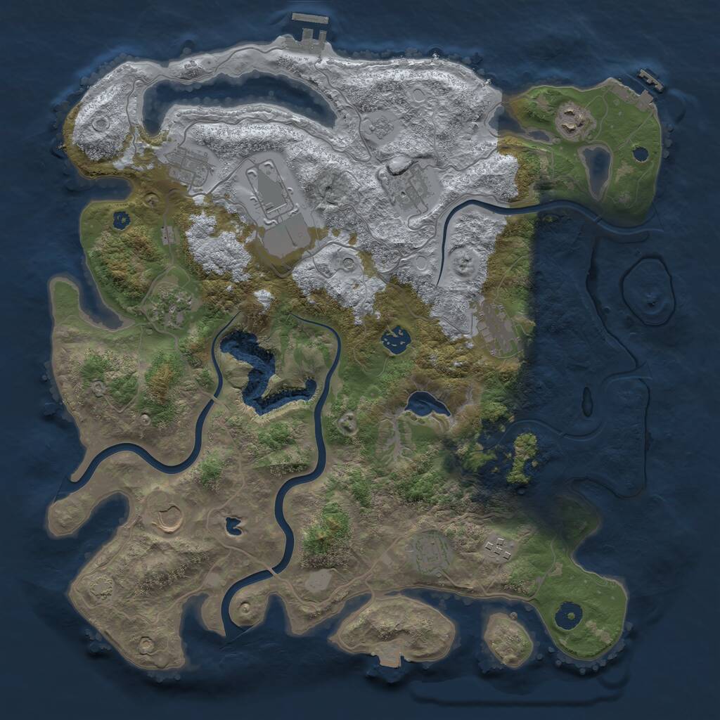 Rust Map: Procedural Map, Size: 4000, Seed: 1885252241, 16 Monuments