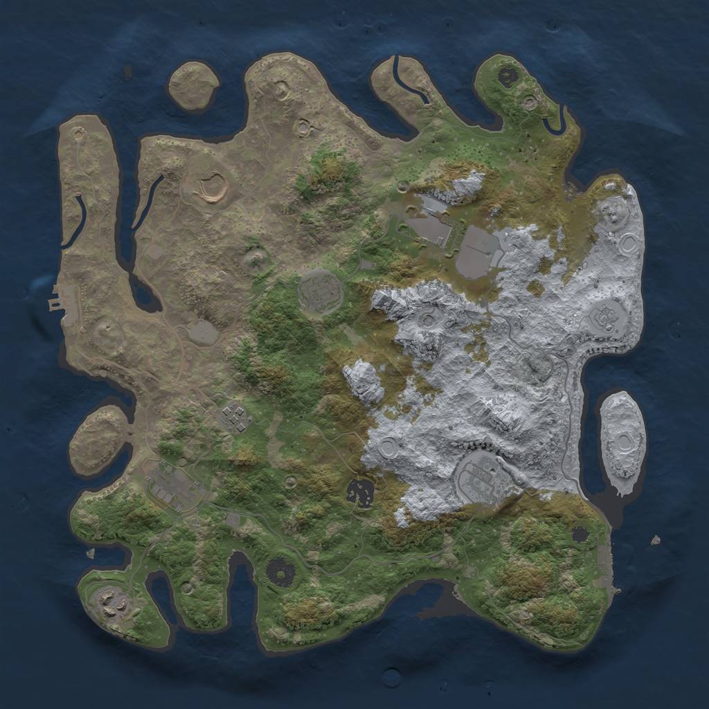 Rust Map: Procedural Map, Size: 3650, Seed: 1317130880, 17 Monuments