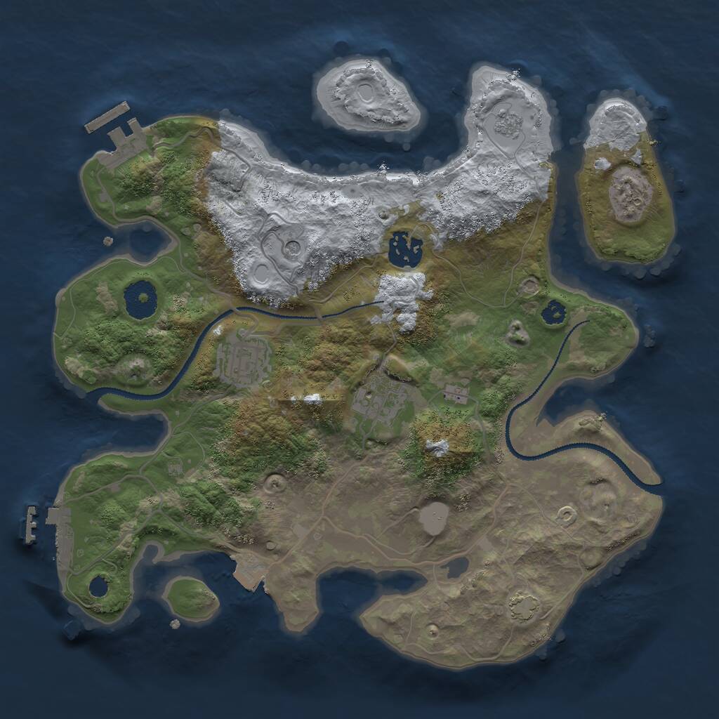 Rust Map: Procedural Map, Size: 3000, Seed: 1246581726, 9 Monuments