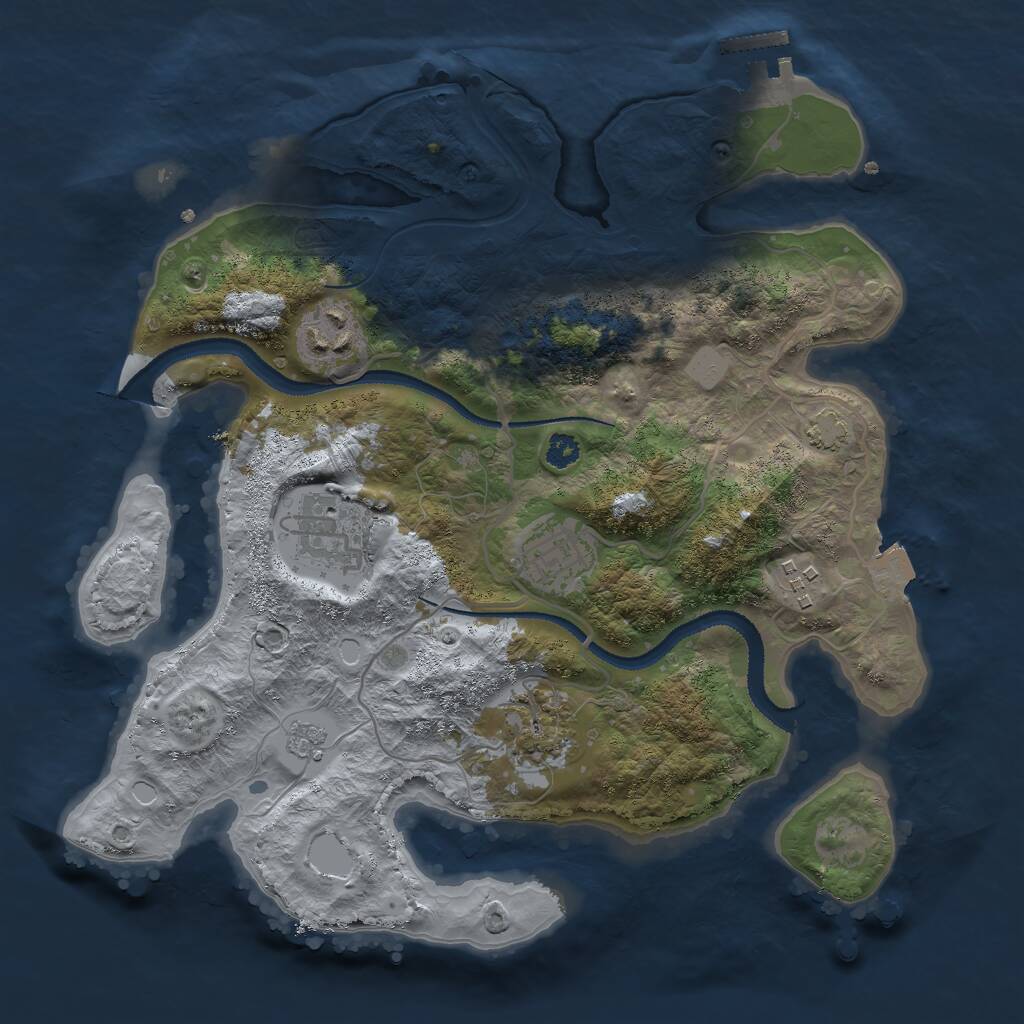 Rust Map: Procedural Map, Size: 3000, Seed: 10487421, 9 Monuments